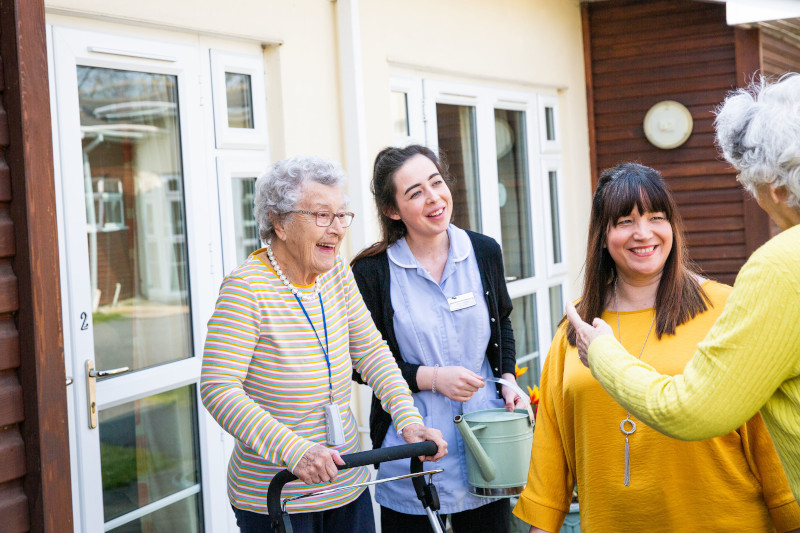 Happy chatting with residents